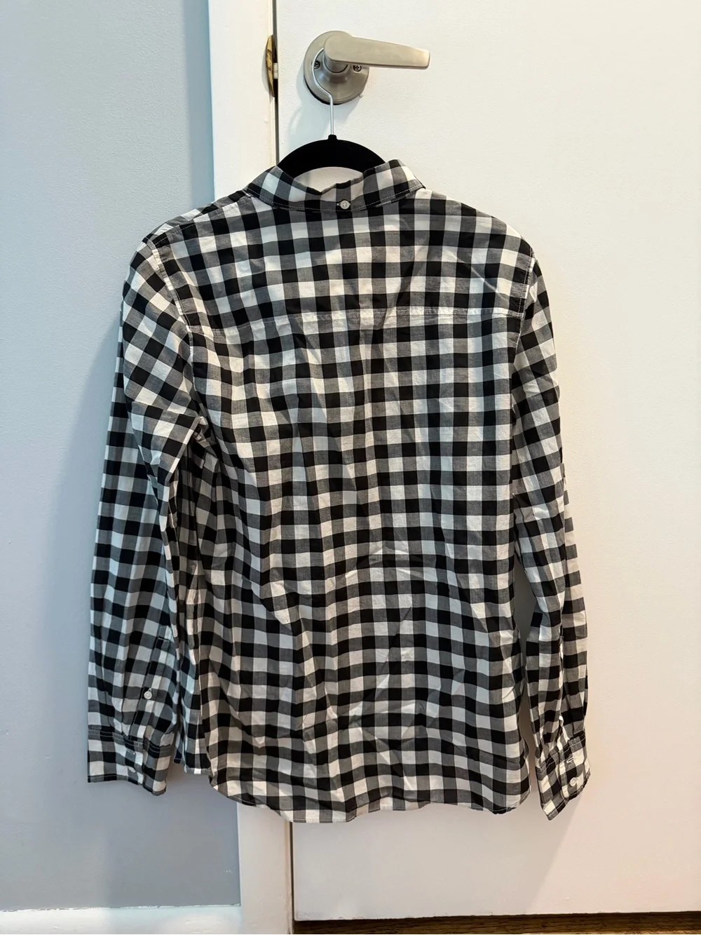 Black and White Gingham Button-Up Shirt